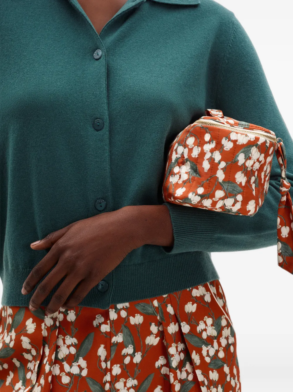 ERES Sonnettes gewatteerde make-up tas met bloemenprint Oranje