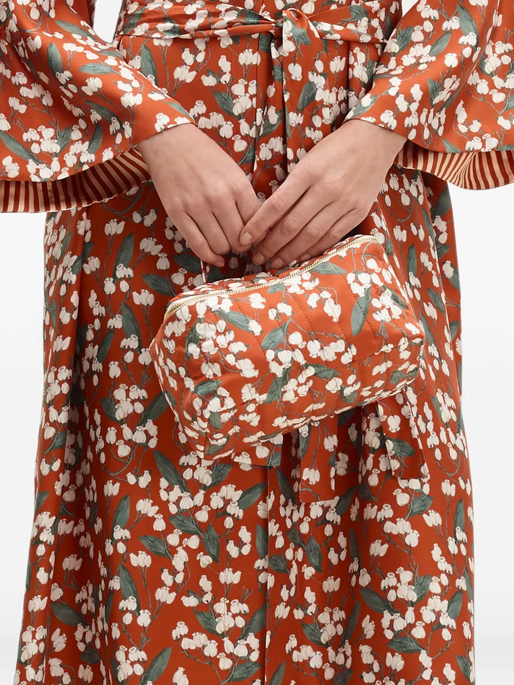 ERES Sonnettes gewatteerde make-up tas met bloemenprint Oranje