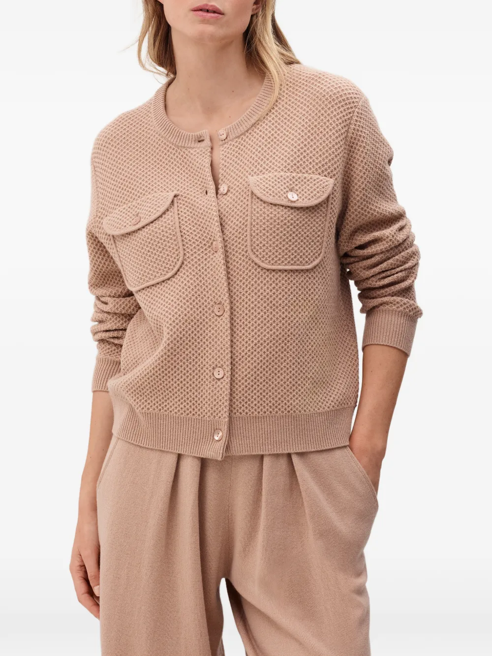 ERES Bonjour Waffle-knit Cardigan in Neutrals, view 4