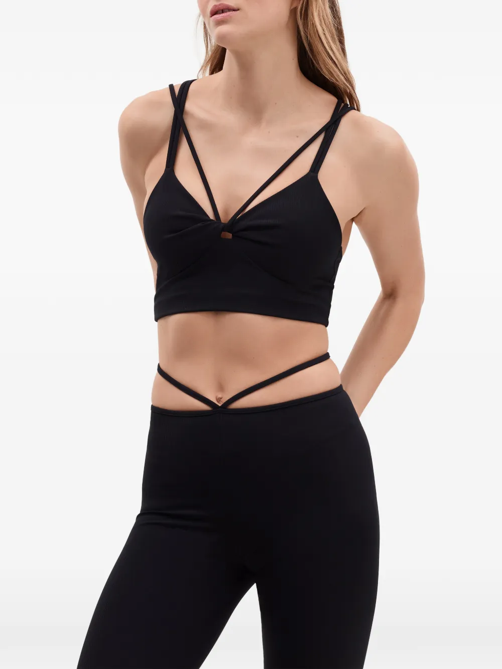 ERES Danica geribbelde sport-bh met geknoopt detail Zwart