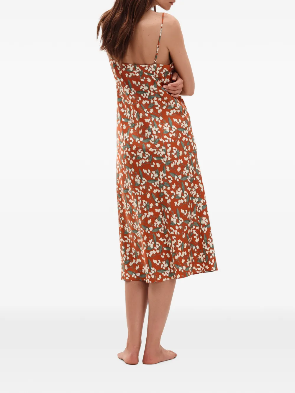 ERES Clarine nachtjapon met bloemenprint Oranje