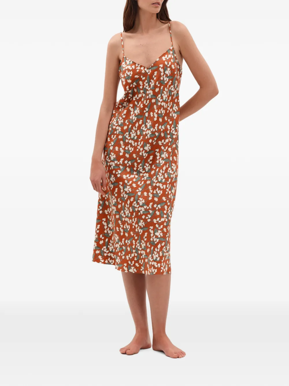 ERES Clarine nachtjapon met bloemenprint Oranje