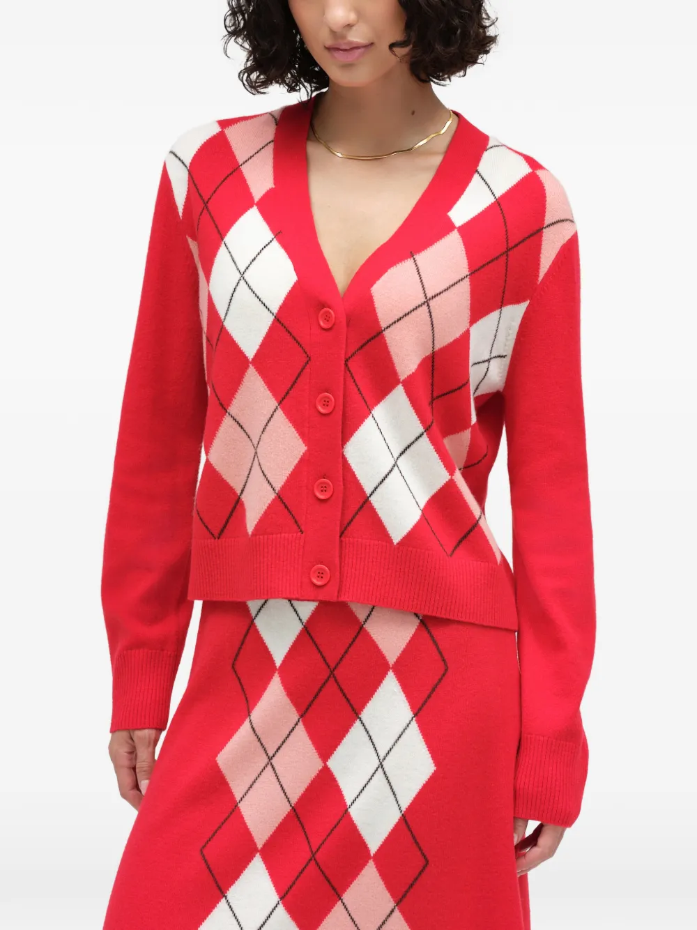 Chinti & Parker Vest met argyle patroon Rood