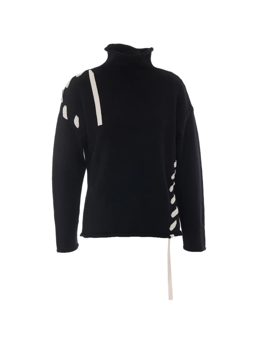 ALPHA STUDIO Stehkragen-Pullover mit Tape-Detail - Schwarz