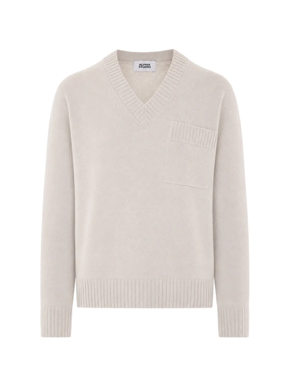 ALPHA STUDIO V-neck pocket-detail sweater - Toni neutri