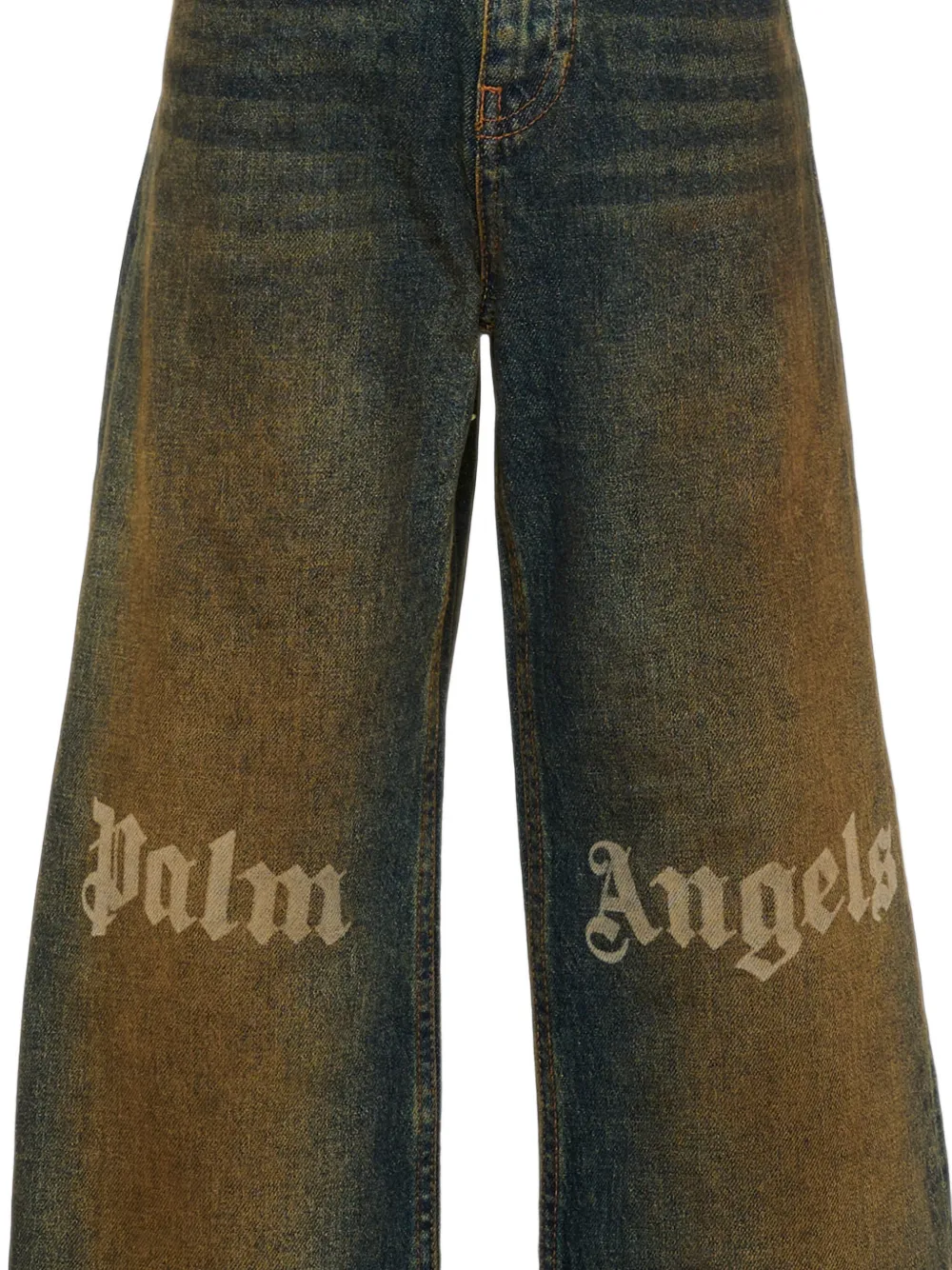 Palm Angels Kids Jeans met logoprint Blauw