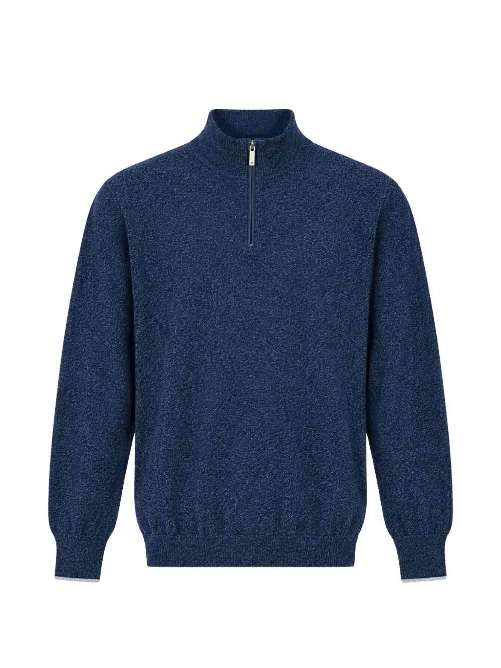 Brunello Cucinelli mouliné cashmere sweater with half-zip - Blu