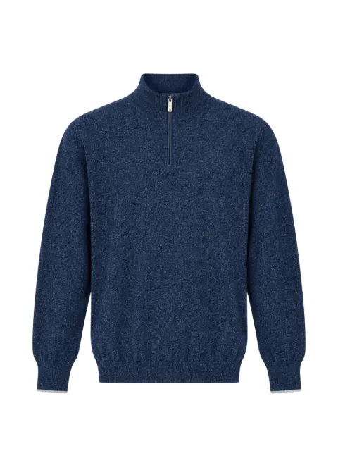 Brunello Cucinelli mouliné cashmere sweater with half-zip