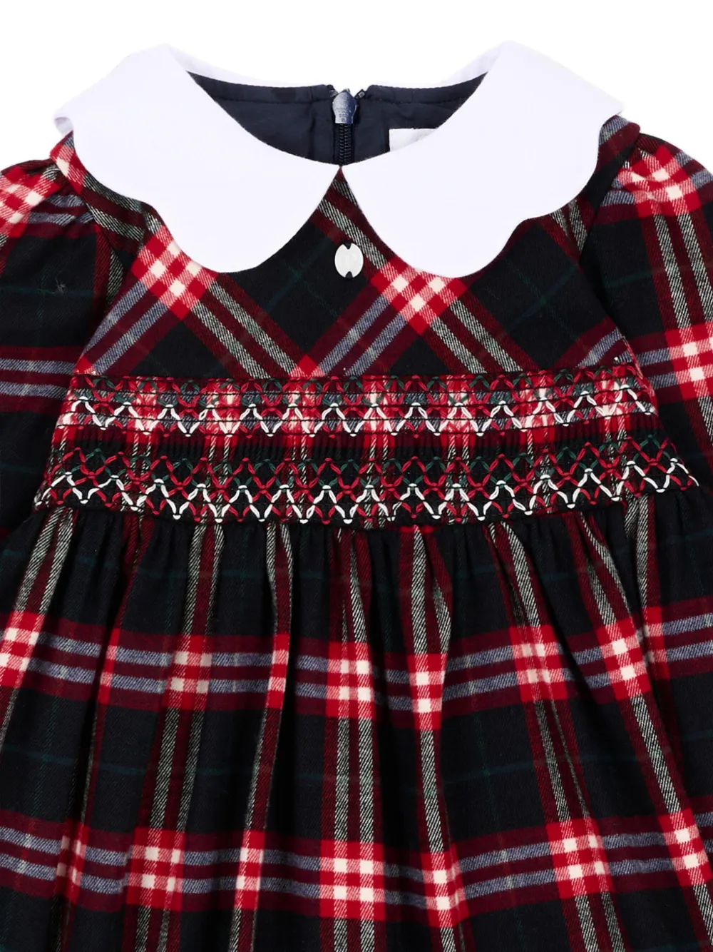 Patachou Gesmockte jurk met tartan-ruit Zwart