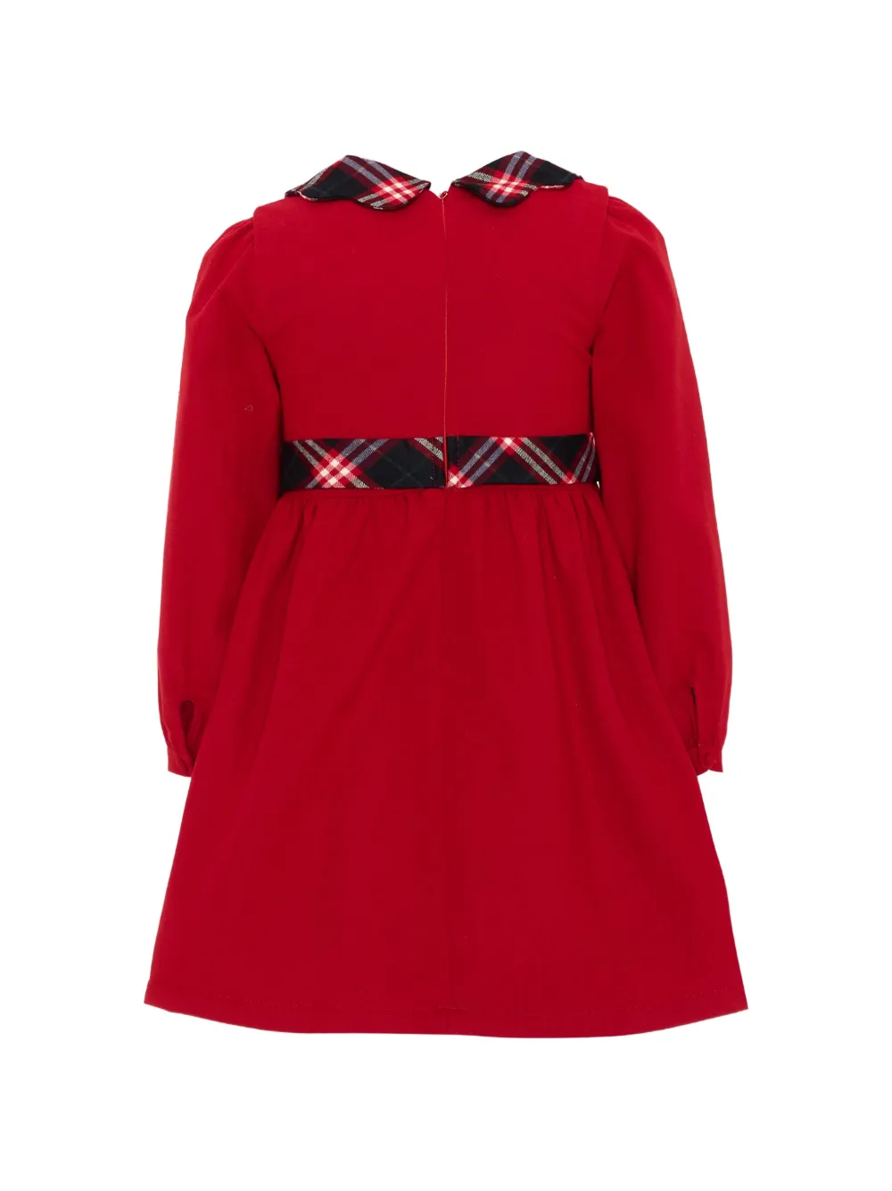 Patachou Jurk met tartan afwerking en lange mouwen Rood