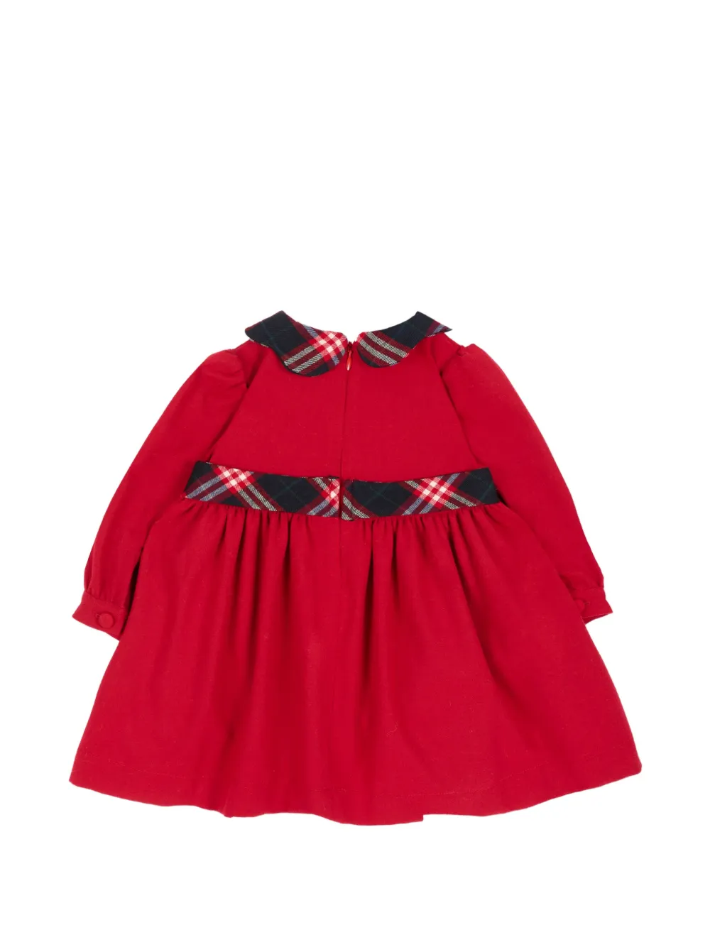 Patachou Geplooide jurk met tartan afwerking Rood