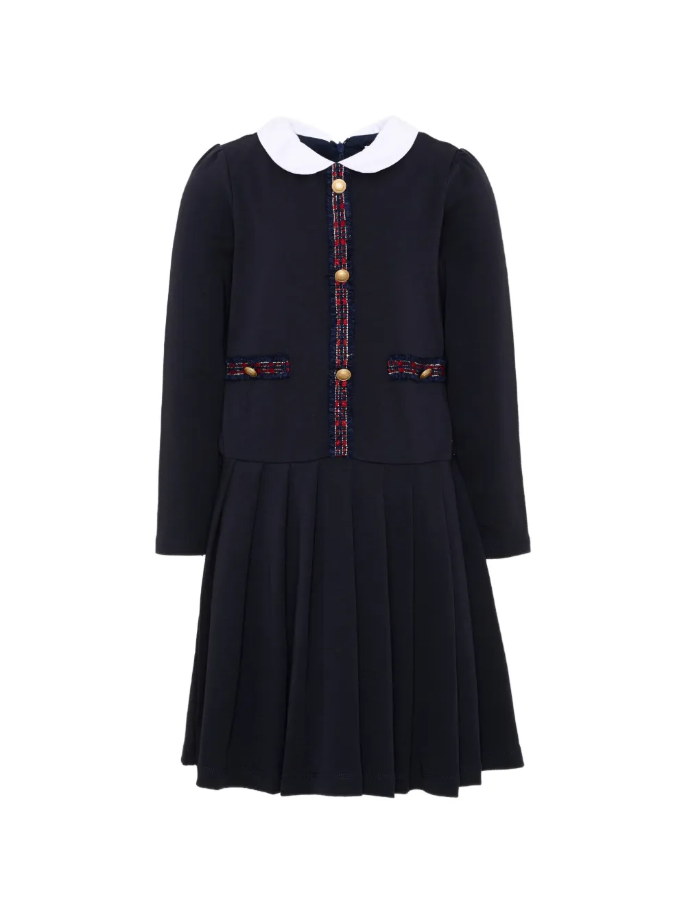 Patachou pleated long-sleeve dress - Blau