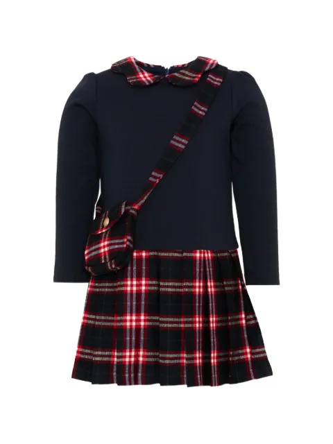 Patachou tartan-skirt long-sleeve dress