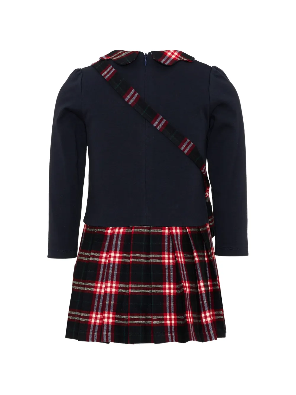 Patachou Jurk met tartan-rok en lange mouwen Blauw