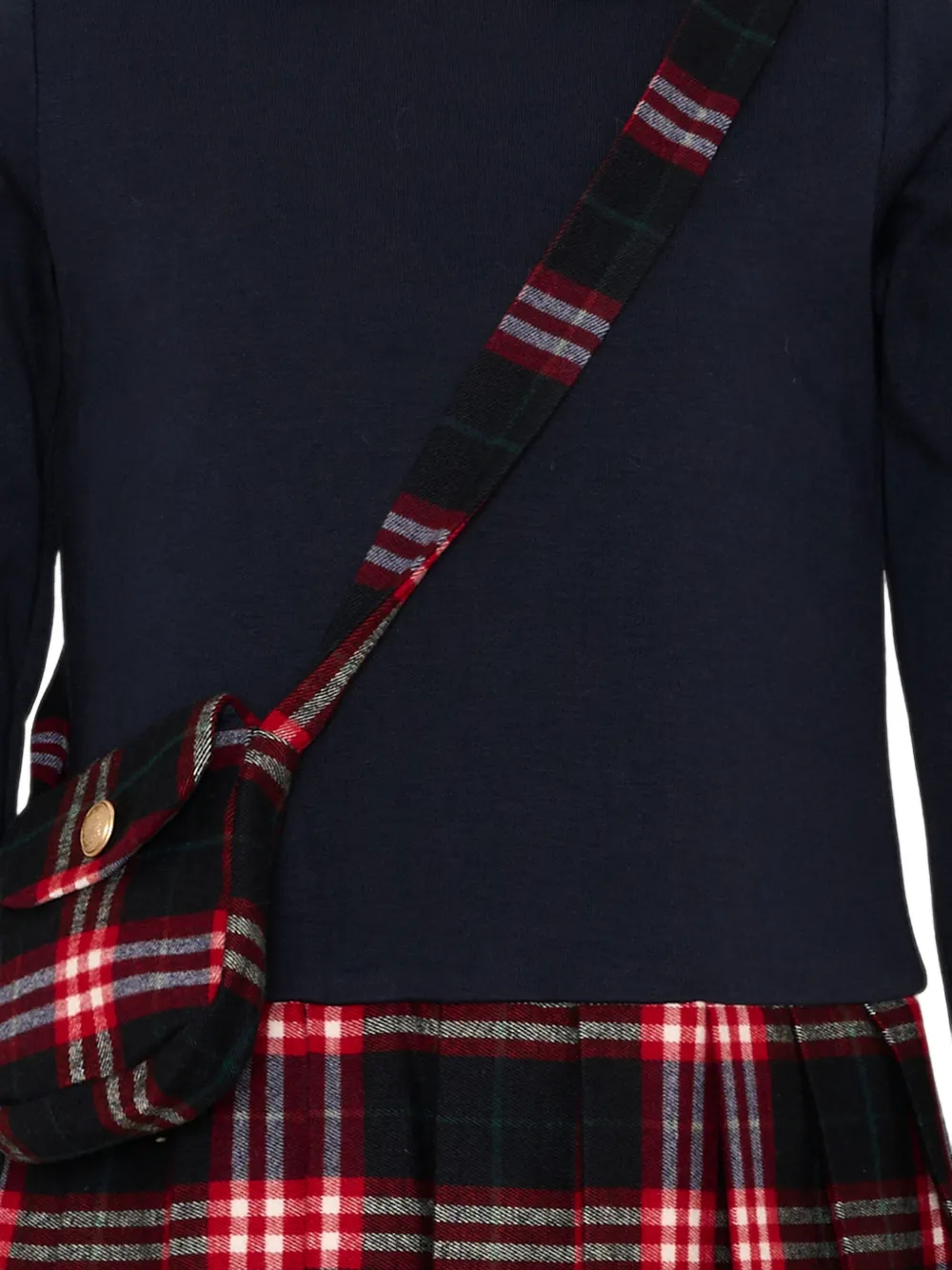 Patachou Jurk met tartan-rok en lange mouwen Blauw