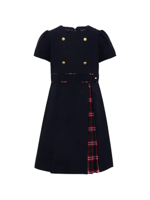 Patachou tartan-panel button-embellished dress