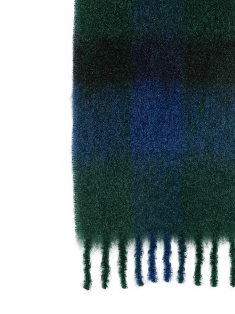 The Row Creana Checked Fringed Scarf in Green, view 3
