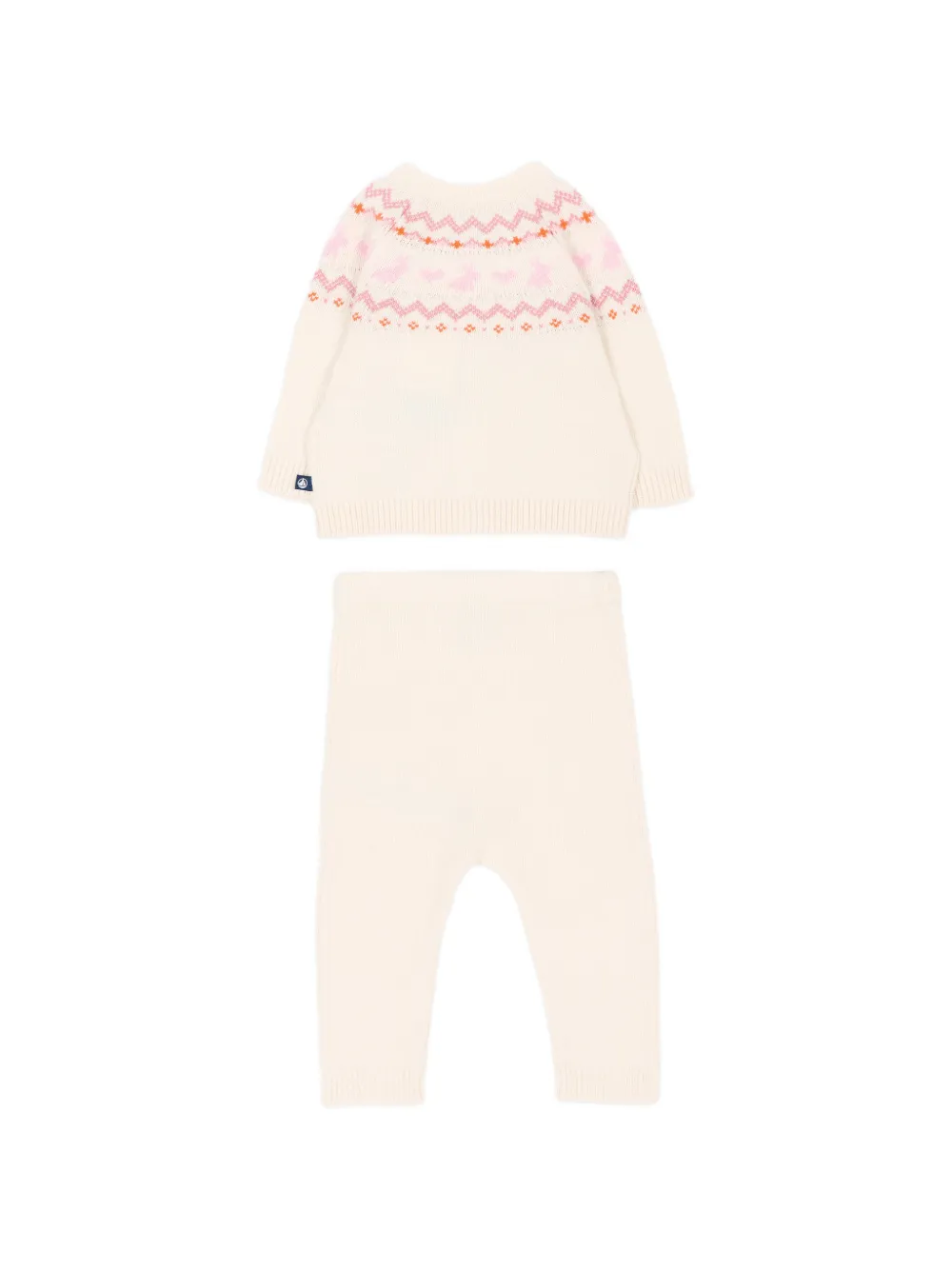 Petit Bateau Fair Isle gebreid vest en broek Beige