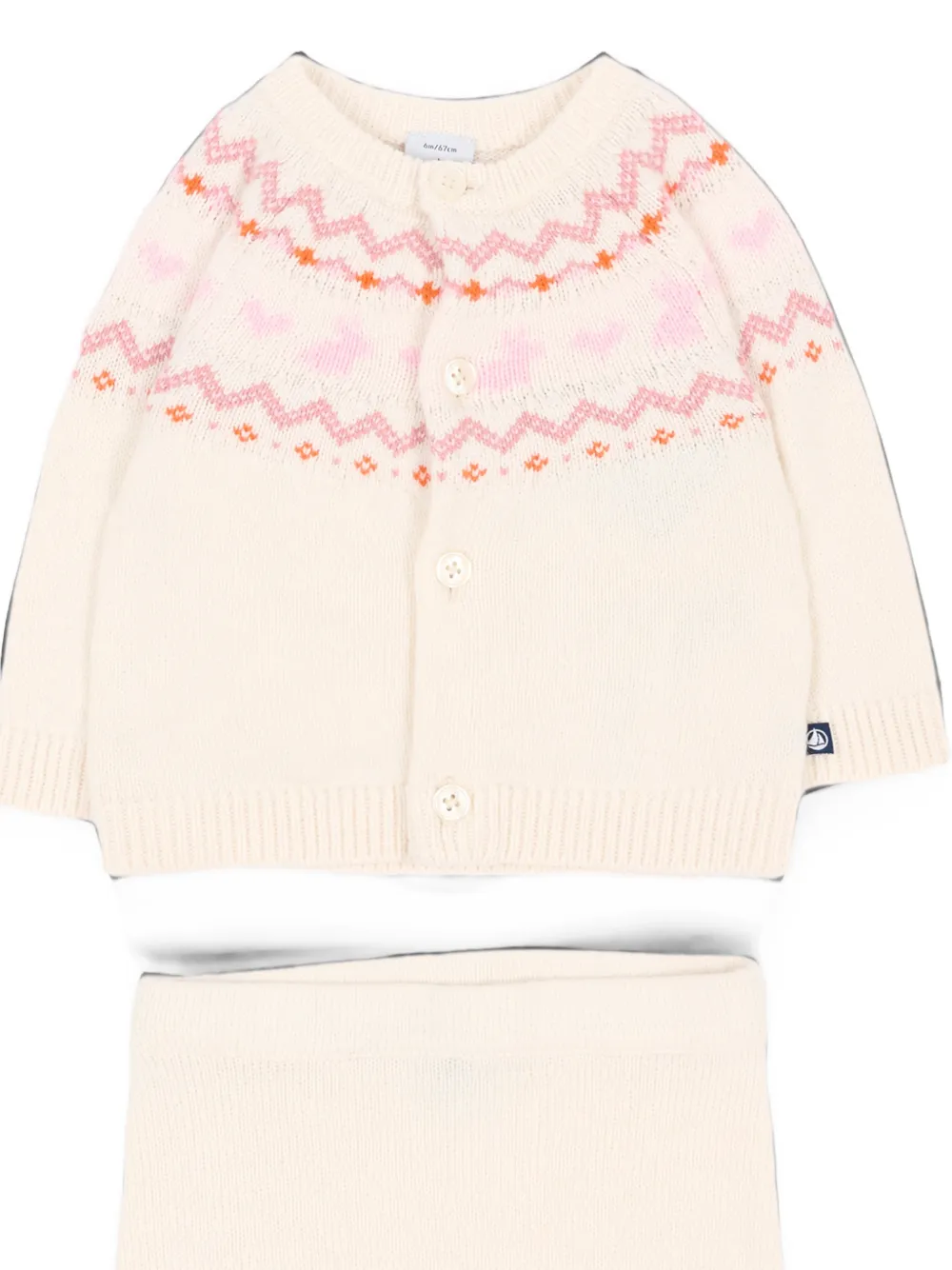 Petit Bateau Fair Isle gebreid vest en broek Beige