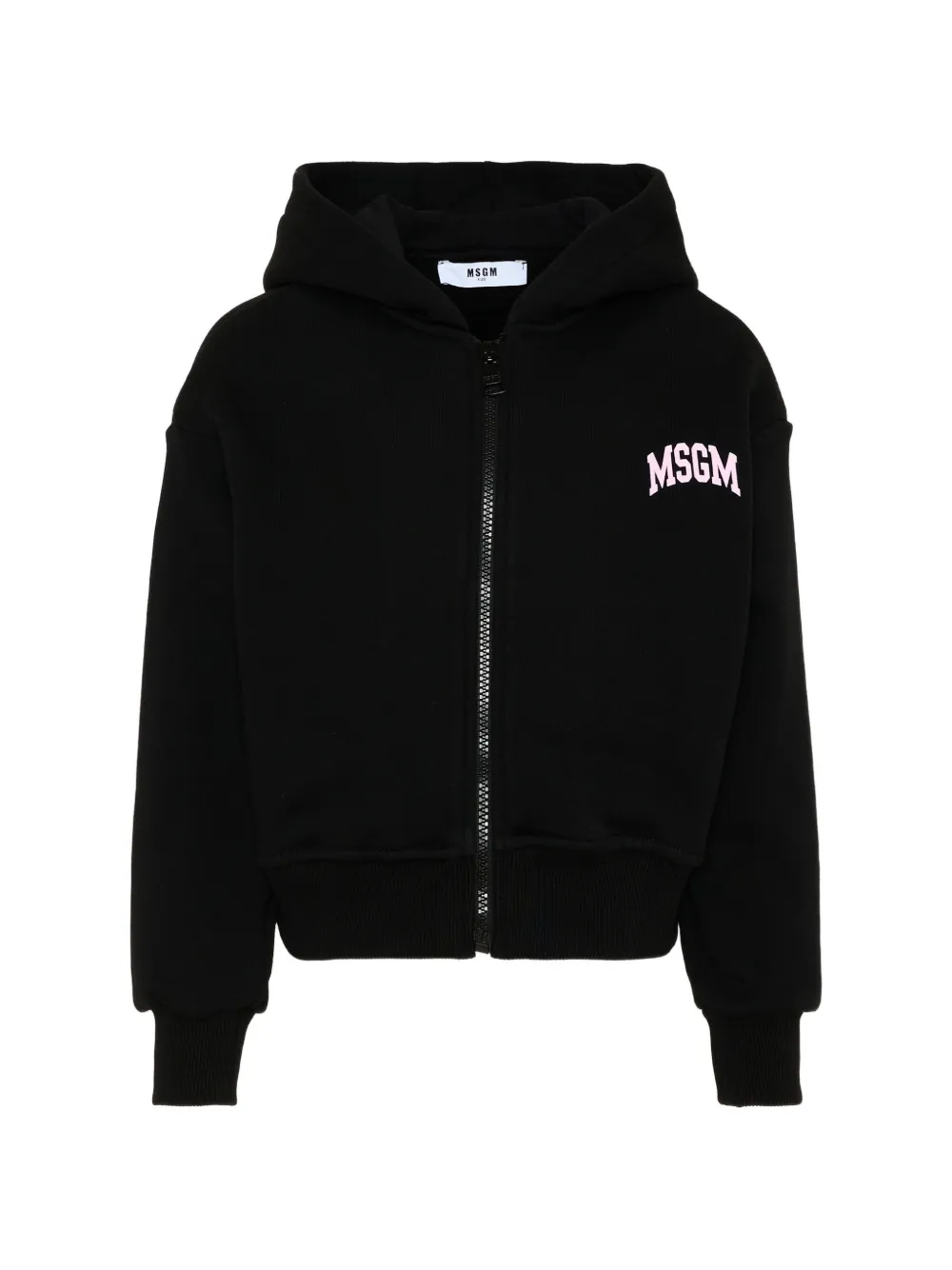 MSGM Kids logo-print zip-up hoodie - Nero