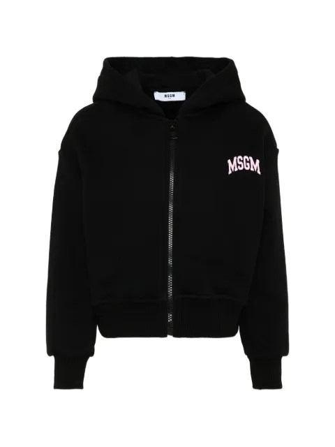MSGM Kids logo-print zip-up hoodie