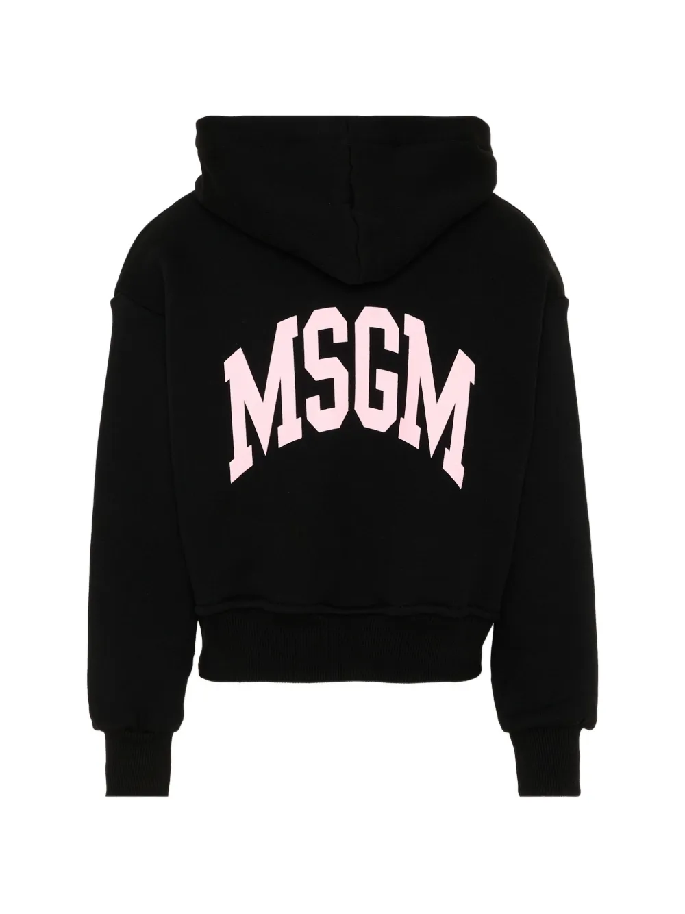 MSGM Kids Hoodie met logoprint en rits Zwart