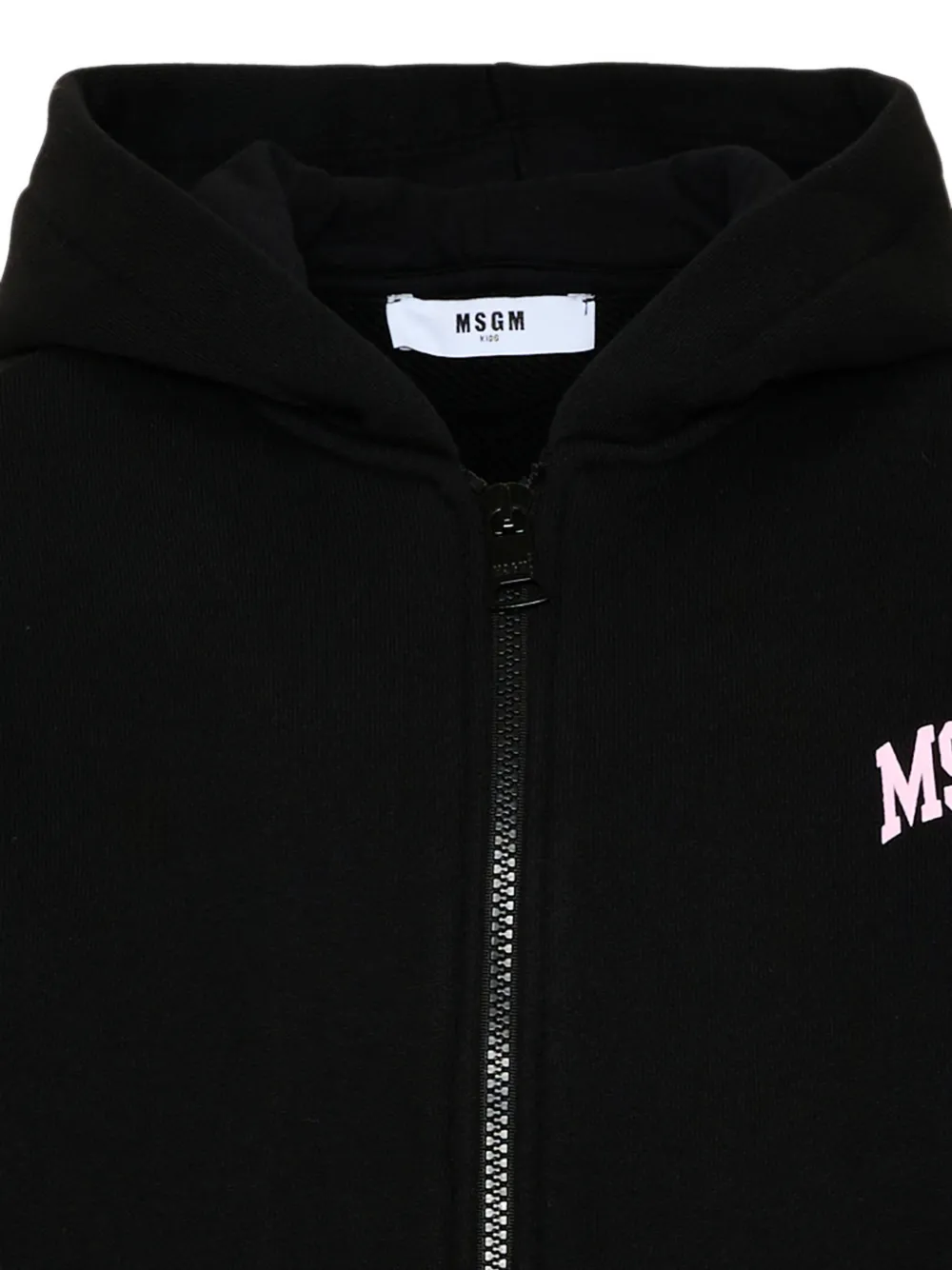 MSGM Kids Hoodie met logoprint en rits Zwart