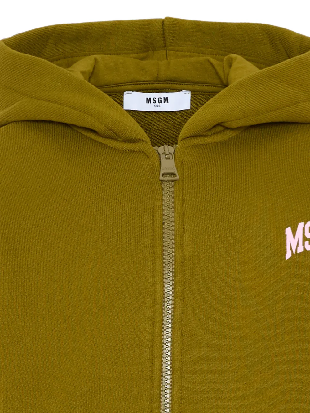 MSGM Kids Hoodie met logoprint en rits Groen