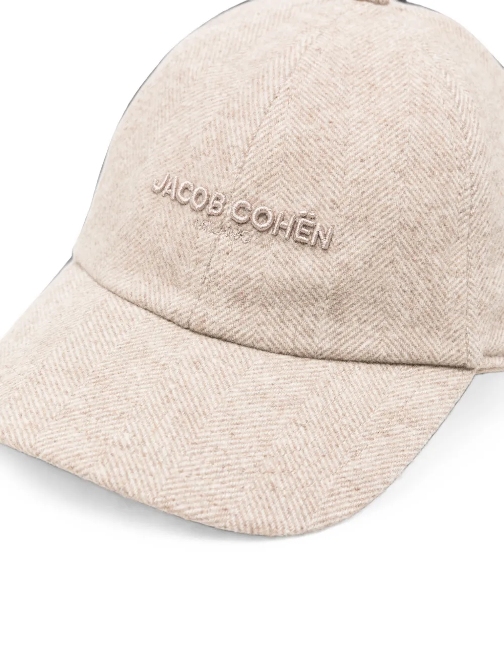 Jacob Cohën Honkbalpet met geborduurd logo en visgraatpatroon Beige