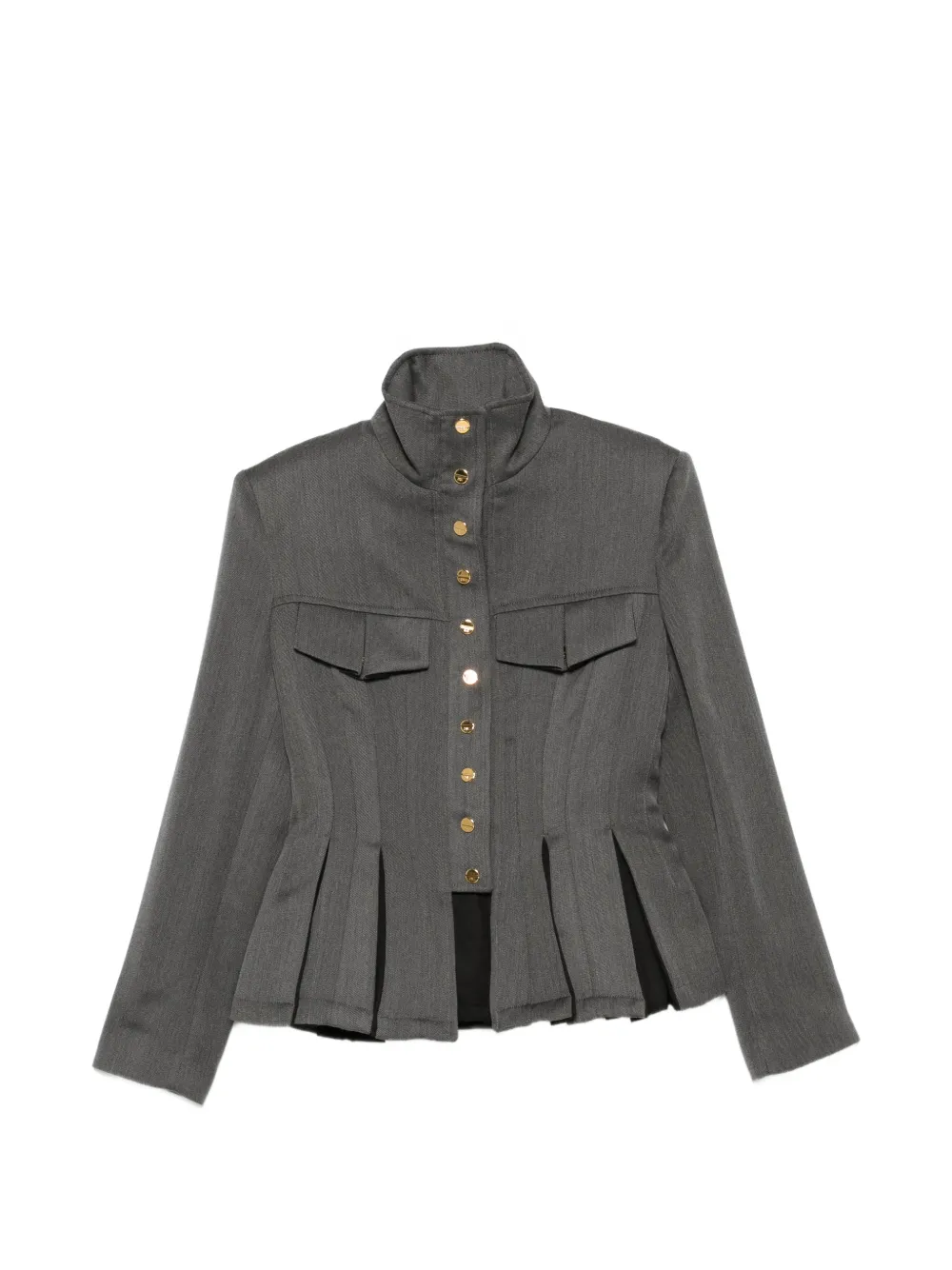 Elisabetta Franchi peplum-hem high-neck fitted jacket Grijs
