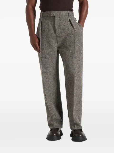 Manière De Voir Dorian in grey herringbone wool pleated trousers