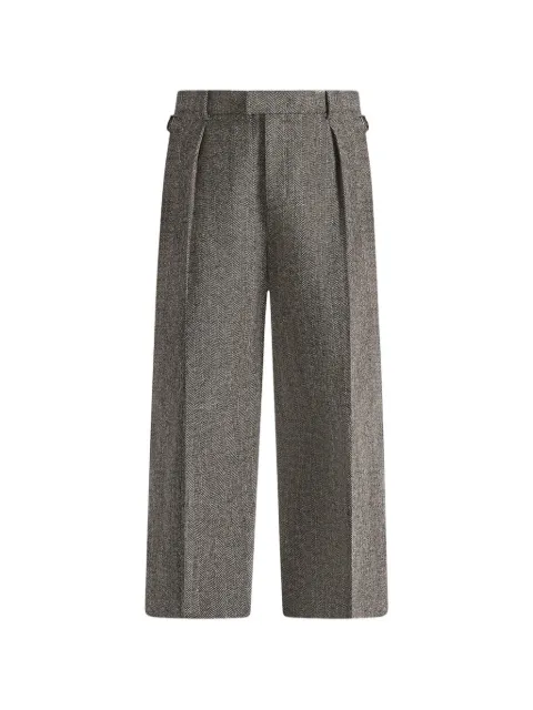 Manière De Voir Dorian in grey herringbone wool pleated trousers