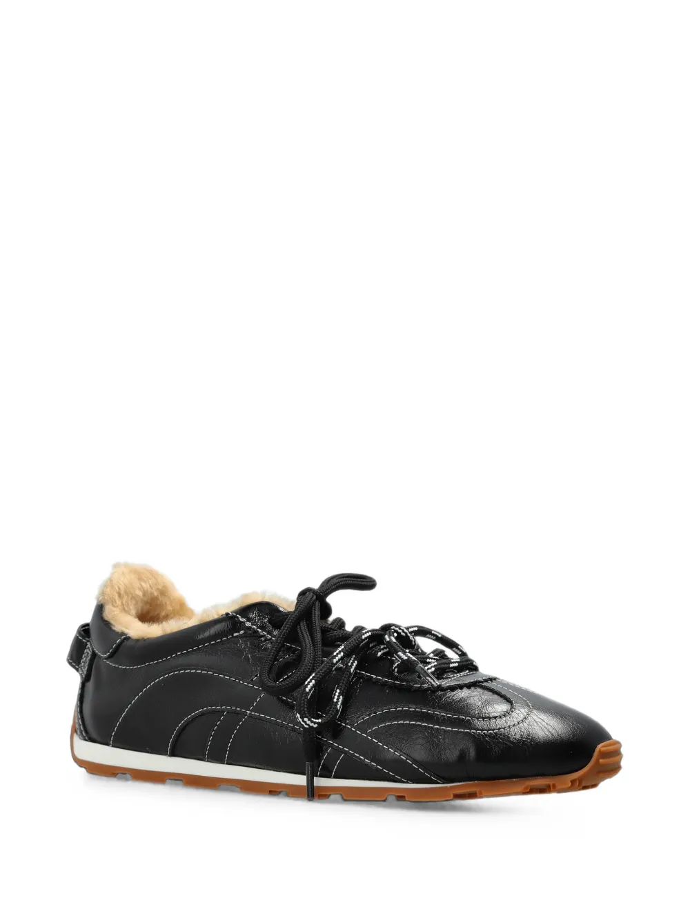 DSQUARED2 DC-642 shearling-lined leather sneakers Zwart