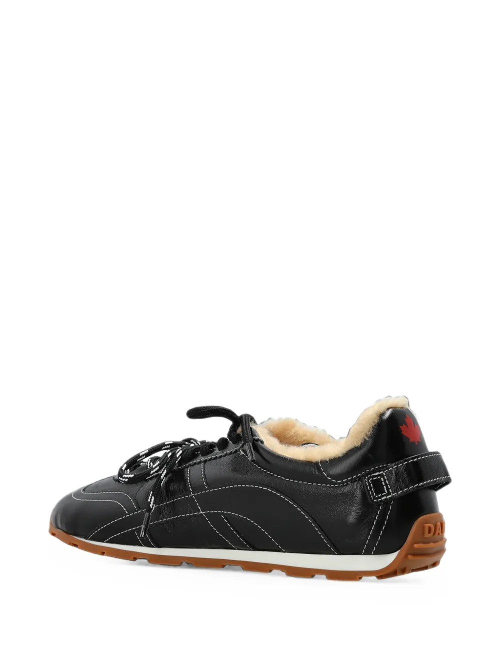 DSQUARED2 DC-642 shearling-lined leather sneakers Zwart