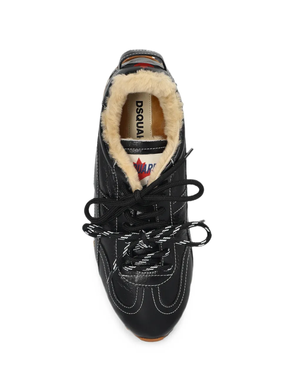 DSQUARED2 DC-642 shearling-lined leather sneakers Zwart