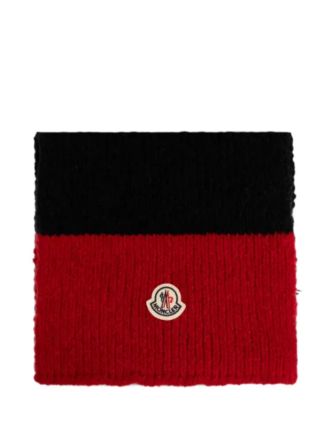 Moncler logo-patch chunky-knit scarf