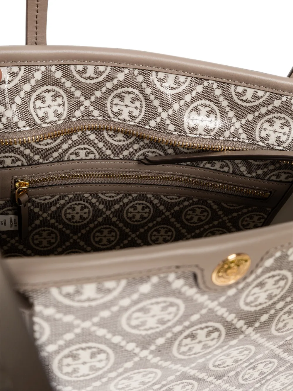 Tory Burch Kleine T Monogram shopper met rits en gecoate jacquard Grijs