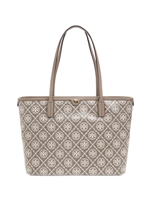 Tory Burch T Monogram coated jacquard small zip tote