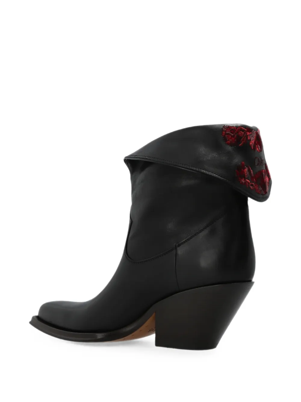 Chloé Azelan leather cowboy boots Zwart