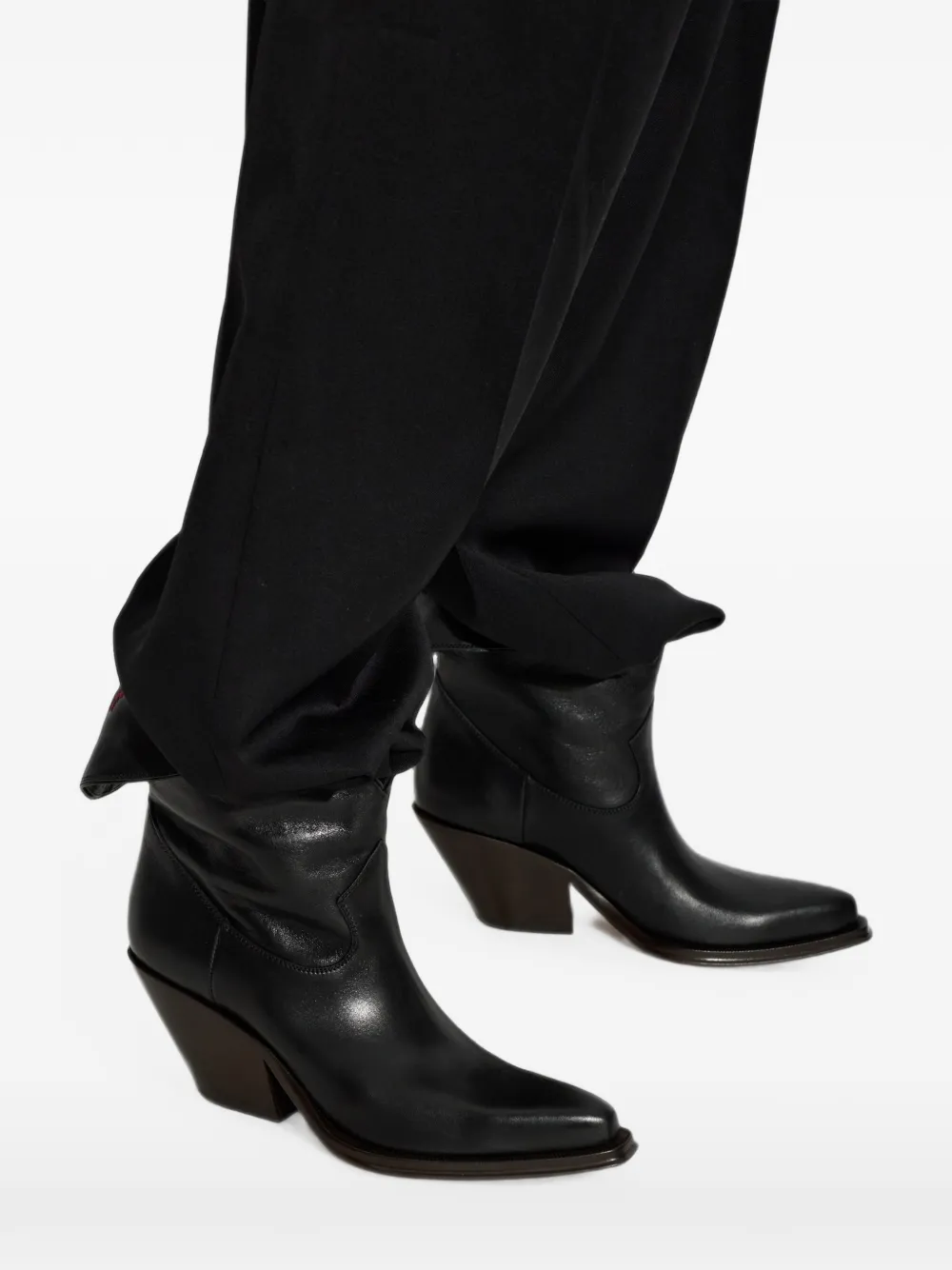 Chloé Azelan leather cowboy boots Zwart