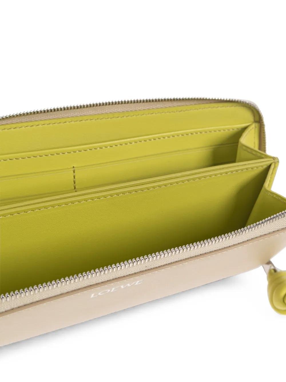 LOEWE Knot leren portemonnee met rits Beige