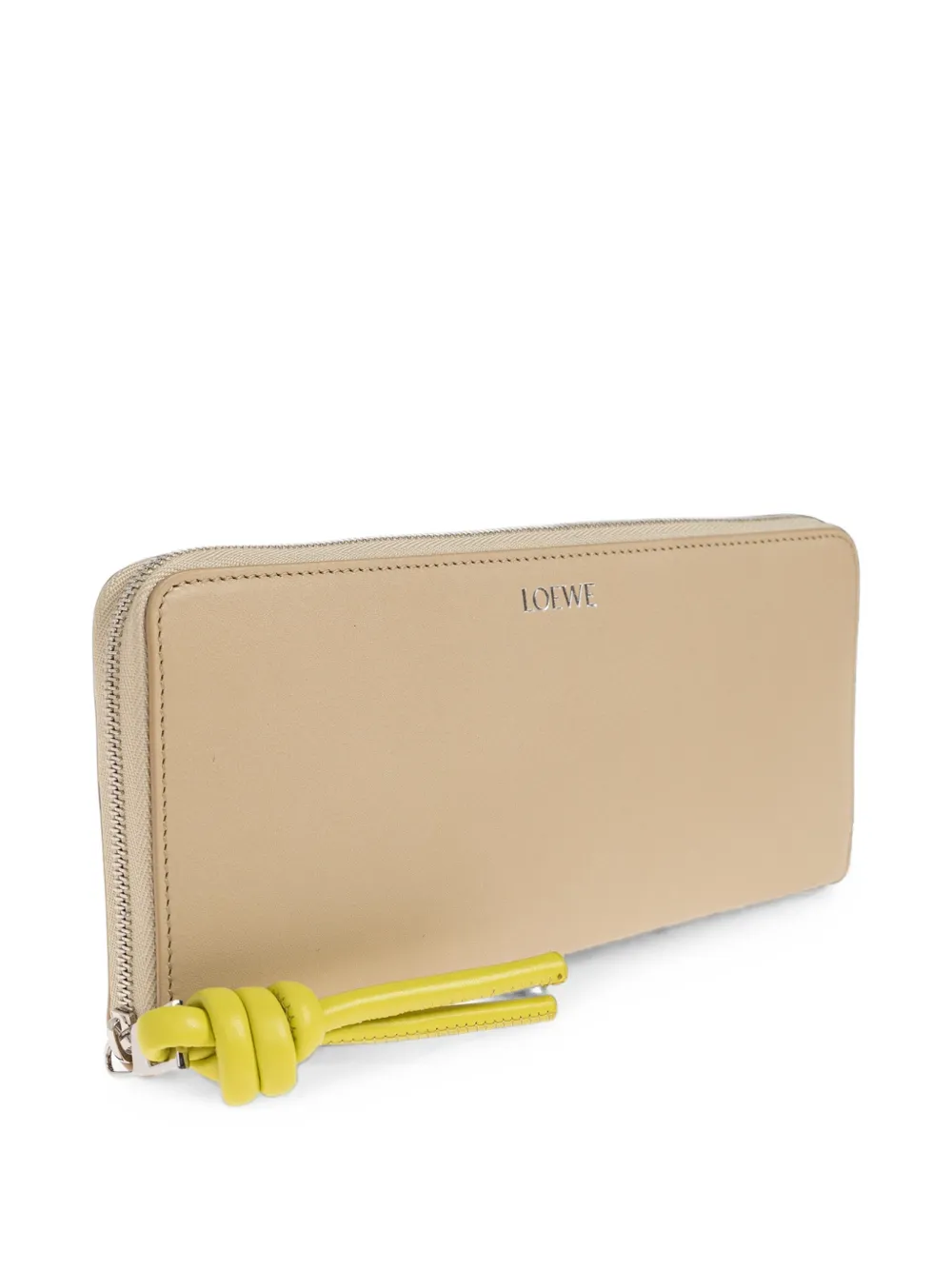 LOEWE Knot leren portemonnee met rits Beige