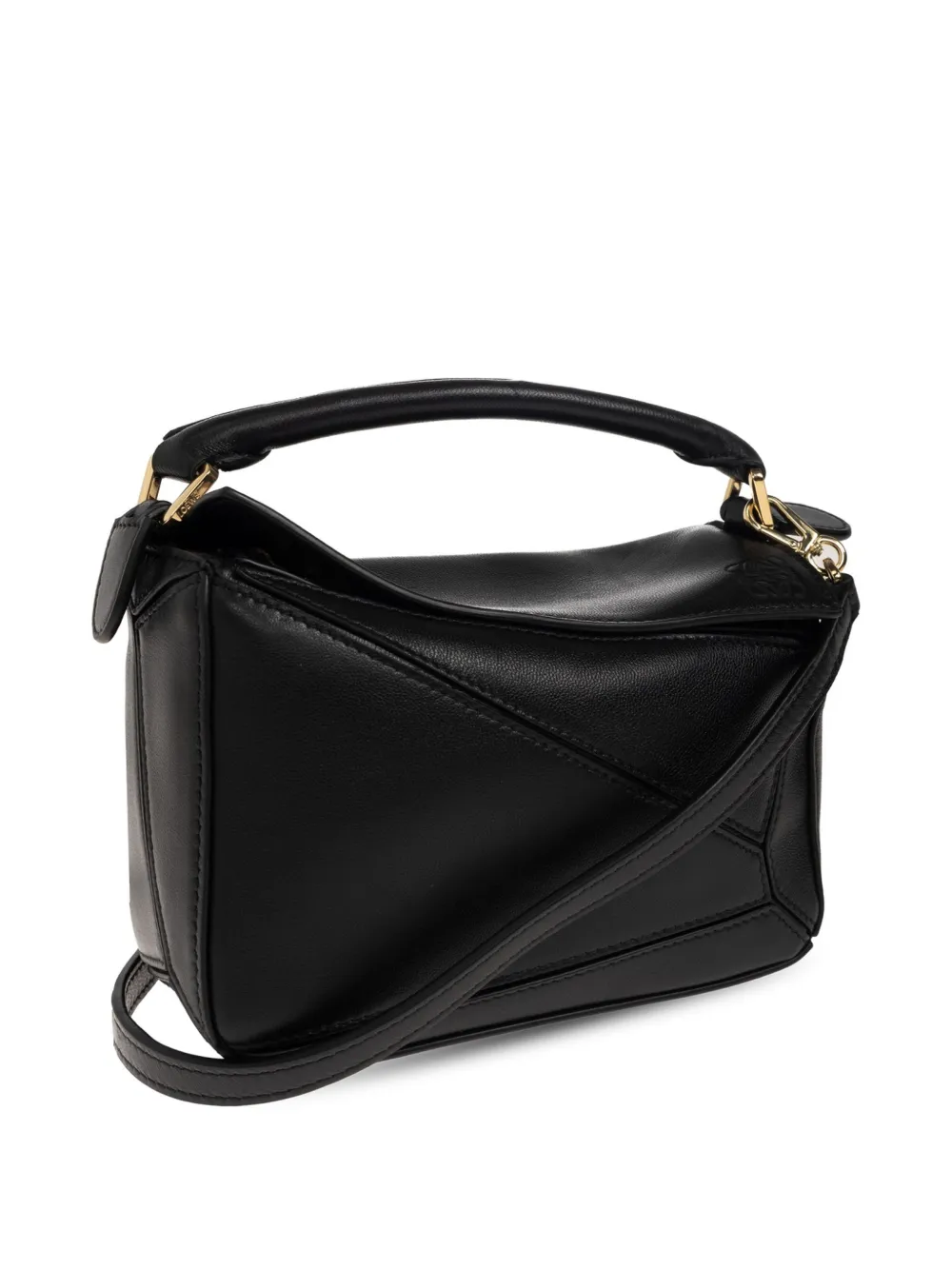 LOEWE Featherlight Puzzle mini-tas van nappa lamsleer Zwart