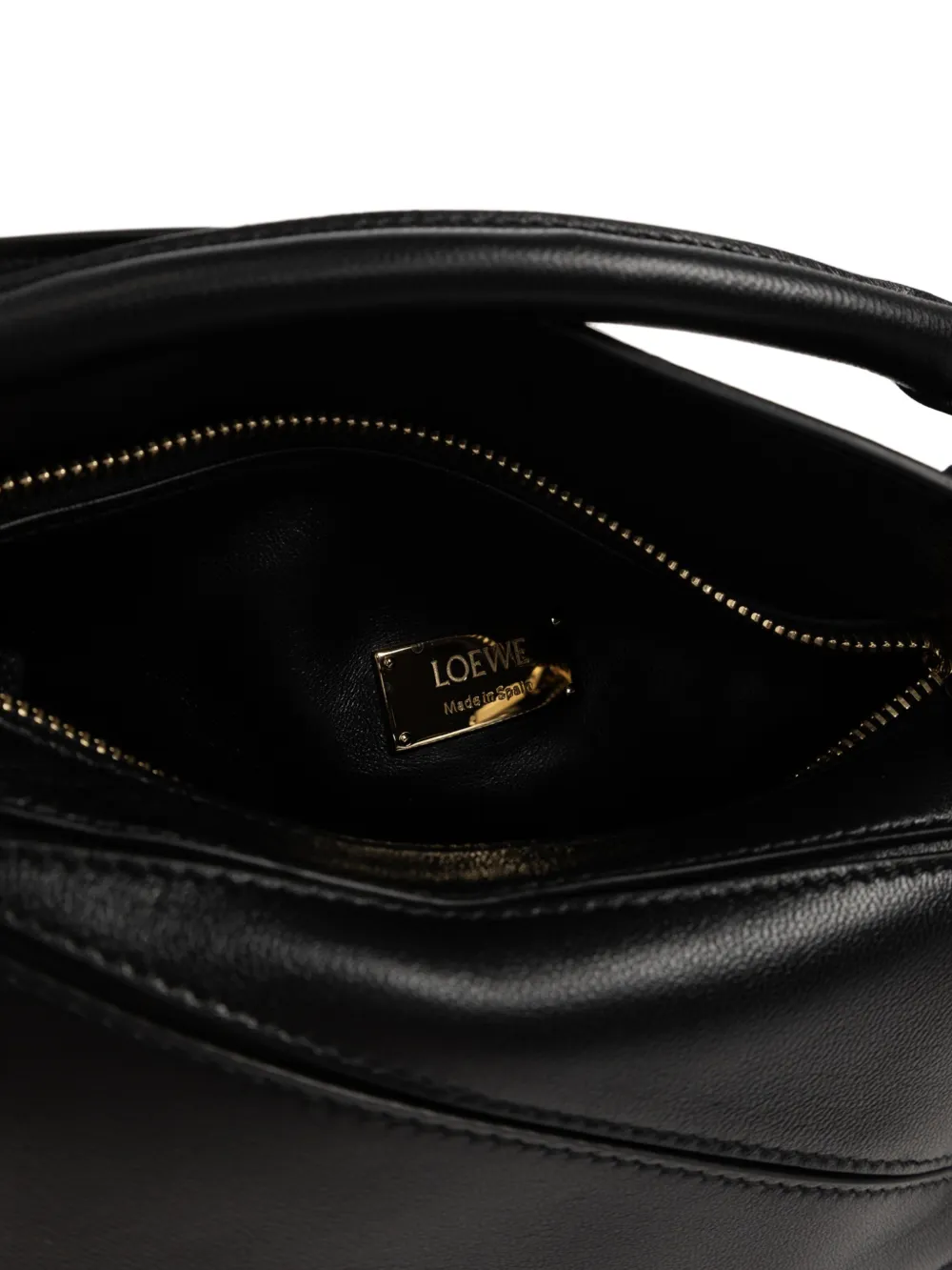 LOEWE Featherlight Puzzle mini-tas van nappa lamsleer Zwart