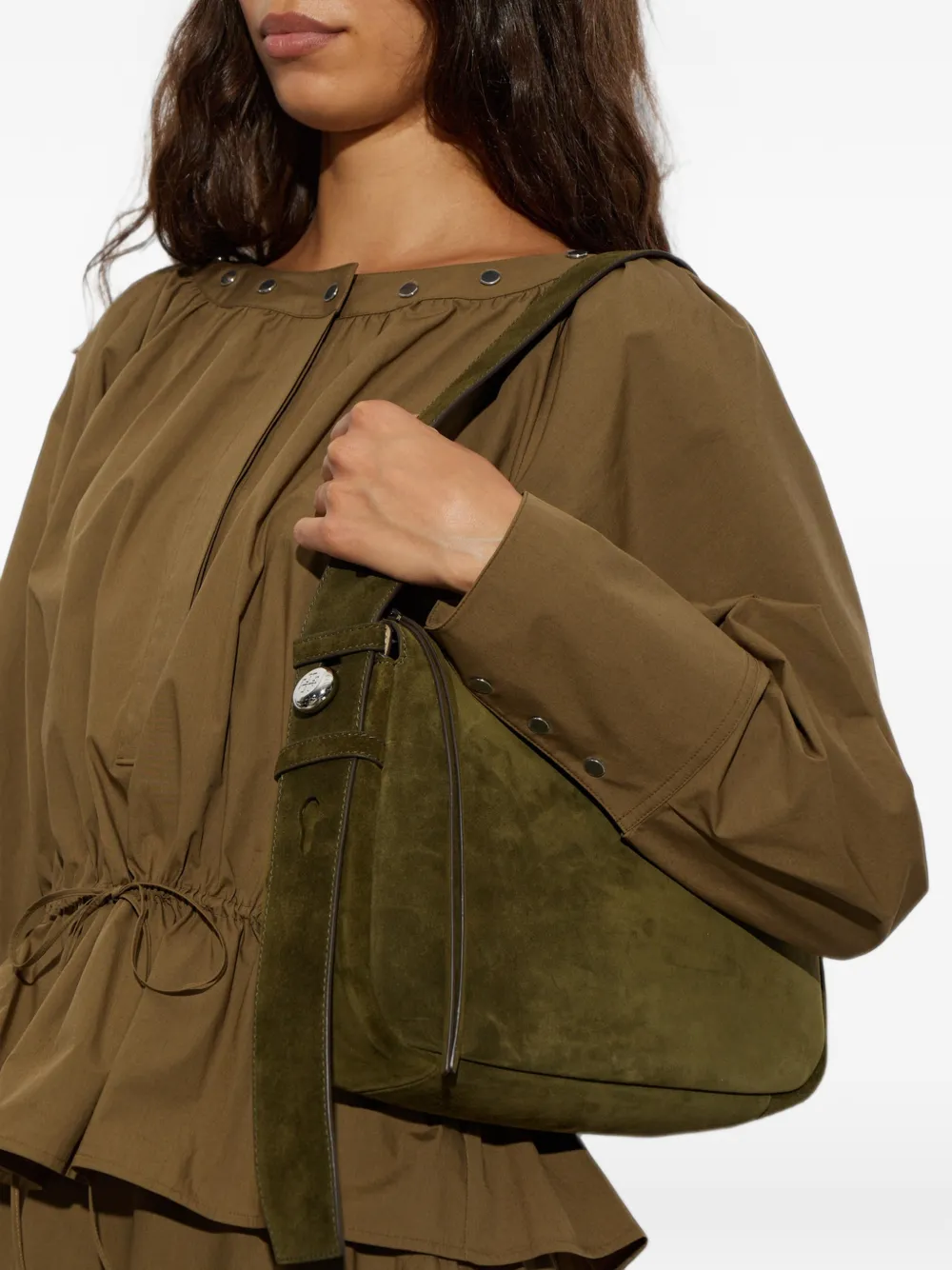 Tory Burch Romy suede shoulder bag Groen