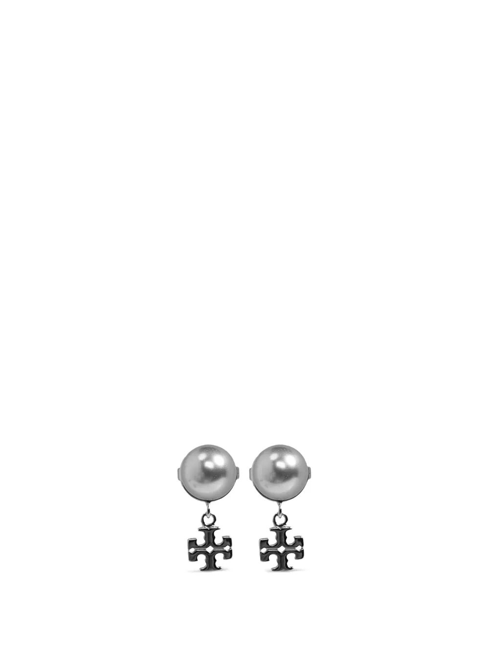 Tory Burch Double T glass-pearl earrings - Argento