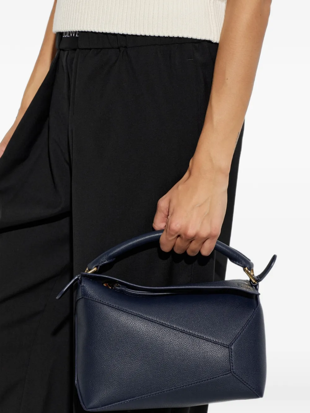 LOEWE small Puzzle Edge bag in soft grained calfskin Blauw