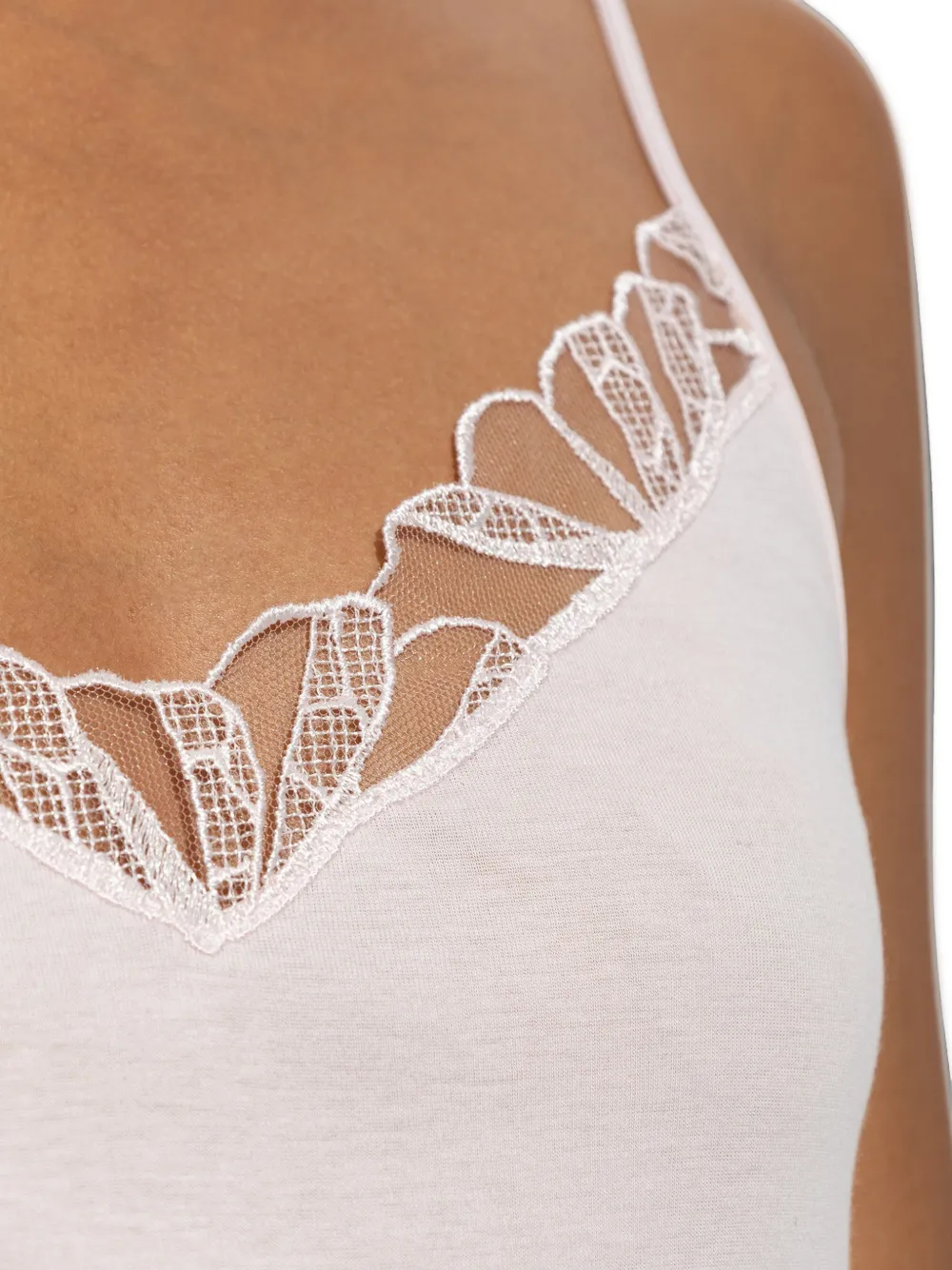 Hanro Rosaria top met kanten afwerking Roze