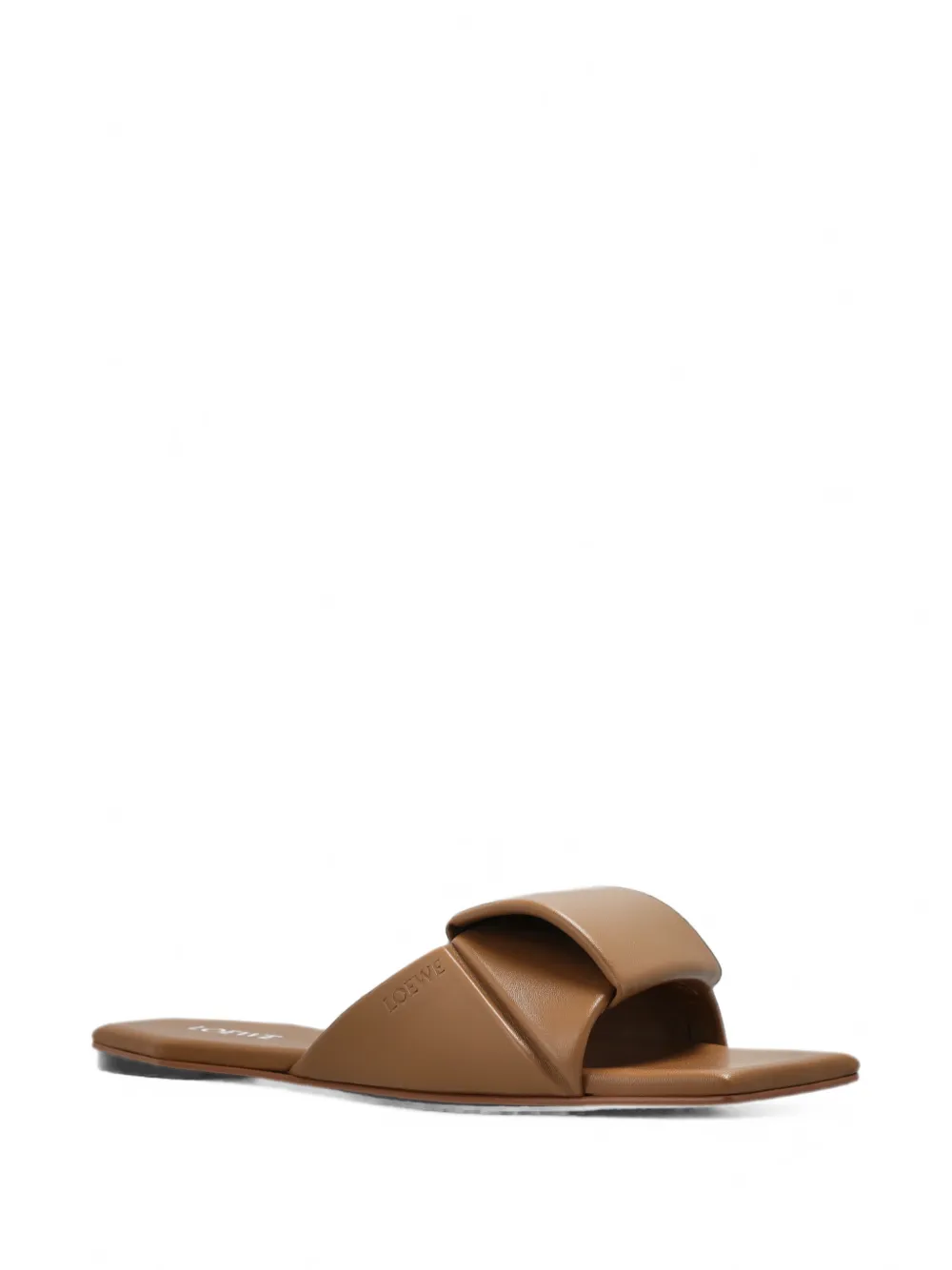 LOEWE Origami leather flat sandals Bruin