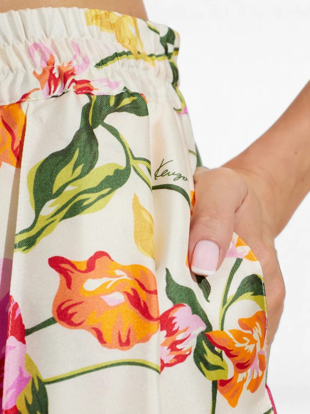 Kenzo Broek met bloemenprint Beige